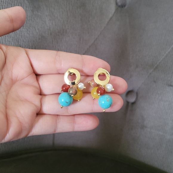 Iris & Lily Cluster Dangle Earrings - Picture 2 of 12